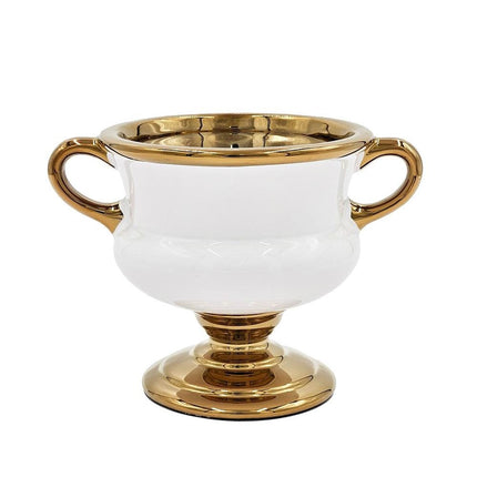6" White And Gold Amphora Ceramic Table Vase HomeRoots