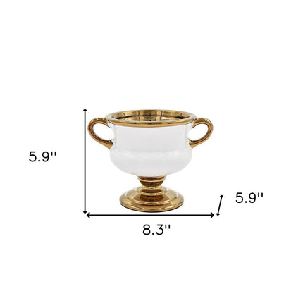6" White And Gold Amphora Ceramic Table Vase HomeRoots