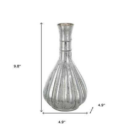 10" Antiqued Silver Glass Round Table Vase HomeRoots