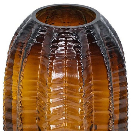 11" Burnt Umber Glass Textured Round Table Vase