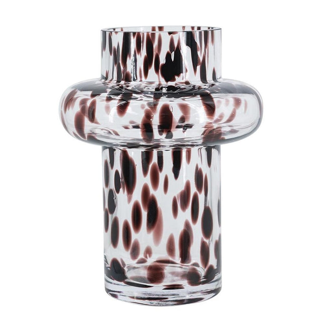 8" Amber And Clear Abstract Glass Cylinder Table Vase HomeRoots