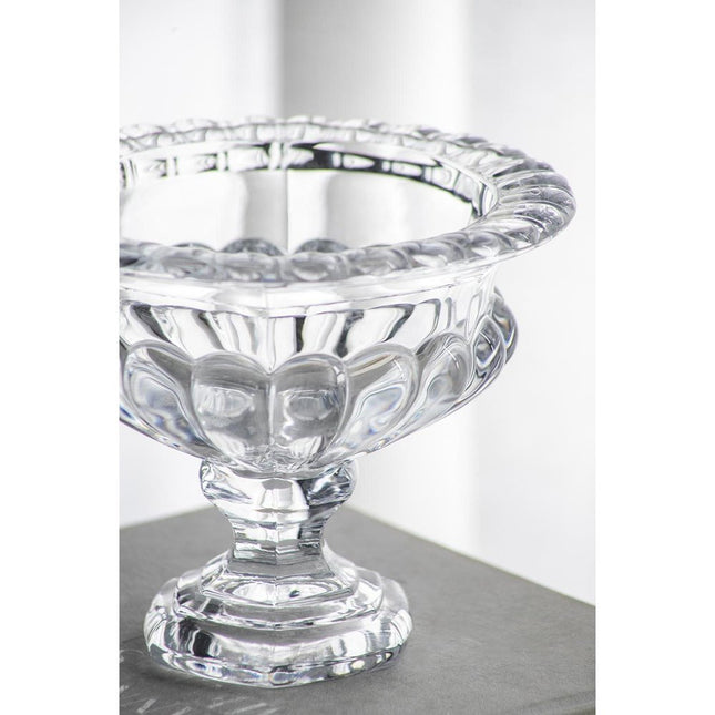 Set of Two Clear Glass Round Bowl Table Vases
