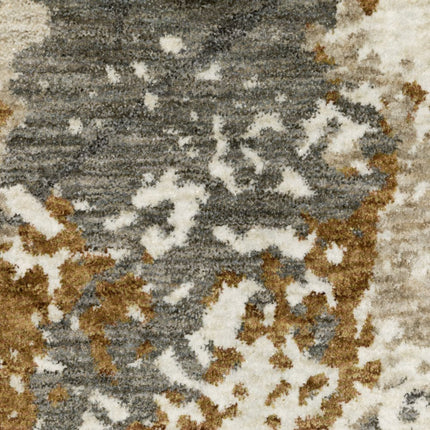10' X 13' Beige And Gray Abstract Distressed Area Rug With Fringe HomeRoots