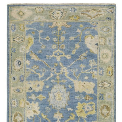 10' Blue And Green Wool Oriental Hand Knotted Runner Rug With Fringe HomeRoots