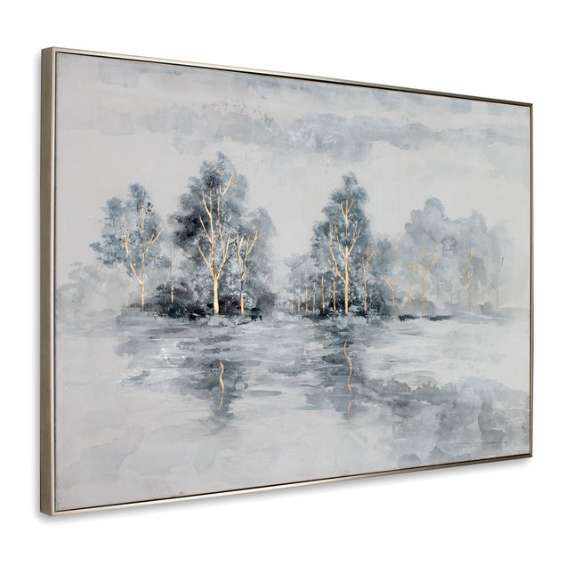 Winter's Woods Hand Painted Silver Floater Frame Wall Art HomeRoots