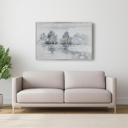 Winter's Woods Hand Painted Silver Floater Frame Wall Art HomeRoots