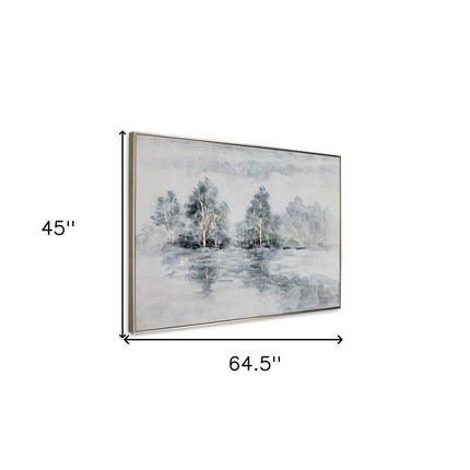 Winter's Woods Hand Painted Silver Floater Frame Wall Art HomeRoots