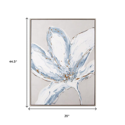 Whispers of a Lily Hand Painted Silver Floater Frame Wall Art HomeRoots