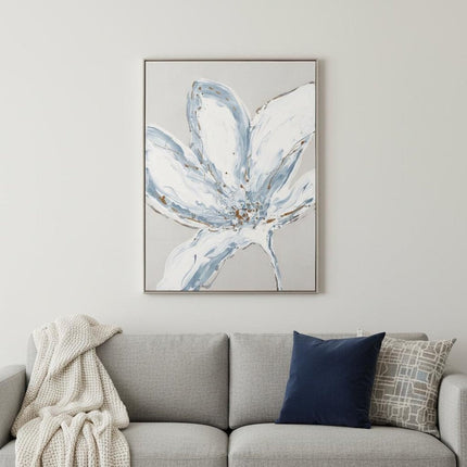 Whispers of a Lily Hand Painted Silver Floater Frame Wall Art HomeRoots