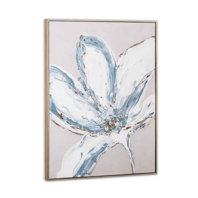 Whispers of a Lily Hand Painted Silver Floater Frame Wall Art HomeRoots