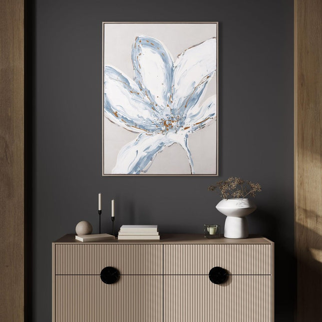 Whispers of a Lily Hand Painted Silver Floater Frame Wall Art HomeRoots