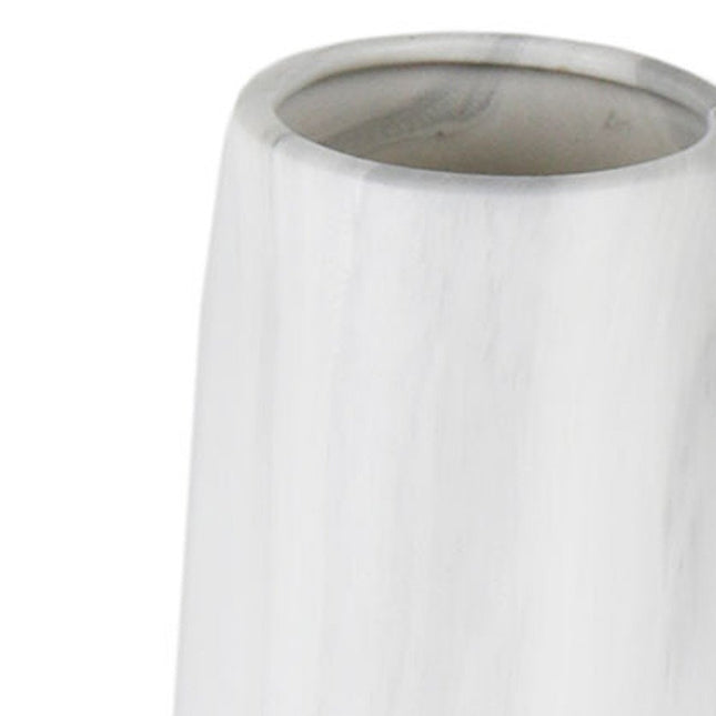 32" White Faceted Geometric Tapered Ceramic Floor Vase HomeRoots