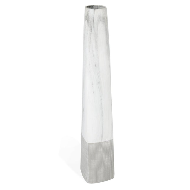 40" White Faux Marble Tapered Ceramic Floor Vase HomeRoots