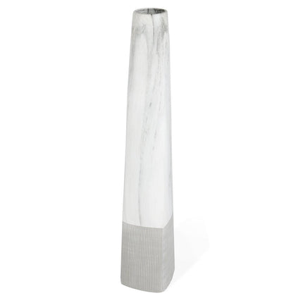 40" White Faux Marble Tapered Ceramic Floor Vase HomeRoots