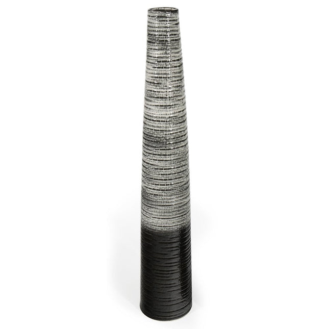 47" Black And Gray Ombre Tapered Ceramic Floor Vase HomeRoots