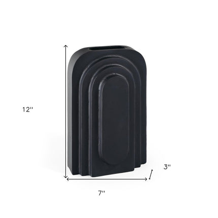 12" Black Geometric Aluminum Table Vase