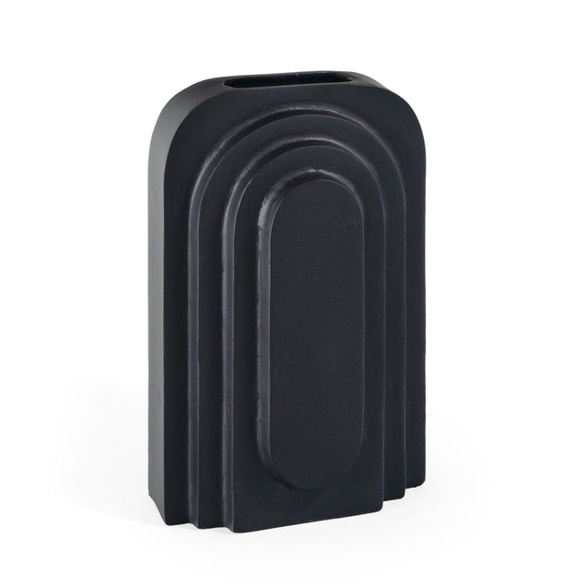 12" Black Geometric Aluminum Table Vase HomeRoots