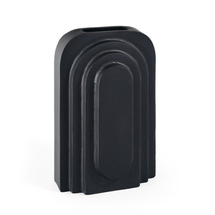 12" Black Geometric Aluminum Table Vase