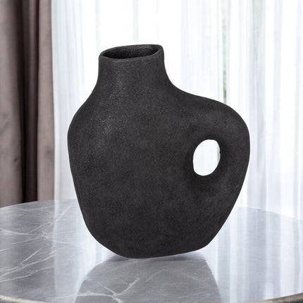 12" Black Aluminum Modern Abstract Table Vase HomeRoots