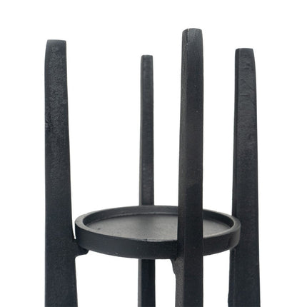 12" Black Distressed Aluminum Geometric Tabletop Pillar Candle Holder HomeRoots