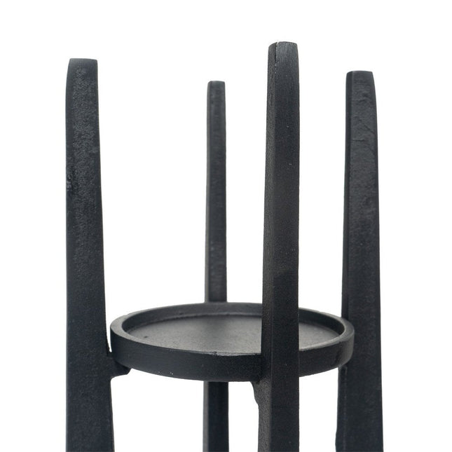 12" Black Distressed Aluminum Geometric Tabletop Pillar Candle Holder HomeRoots