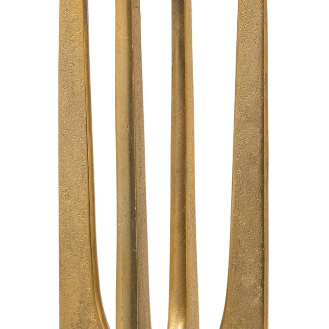 16" Gold Distressed Aluminum Geometric Tabletop Pillar Candle Holder HomeRoots