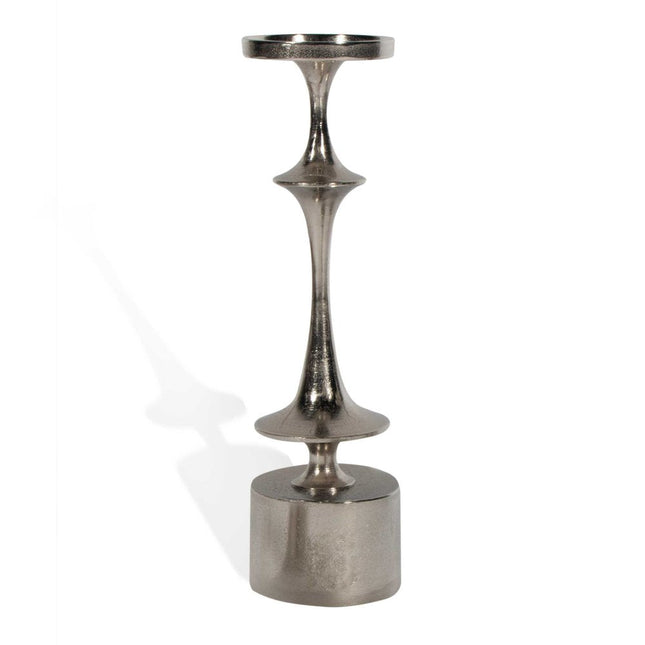 18" Silver Distressed Geometric Metal Tabletop Candle Holder HomeRoots