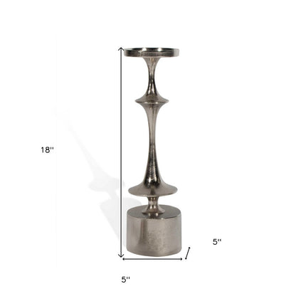 18" Silver Distressed Geometric Metal Tabletop Candle Holder HomeRoots