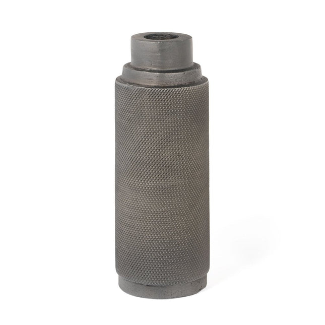 7" Gray Distressed Aluminum Geometric Tabletop Taper Candle Holder HomeRoots