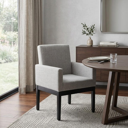 Gray and Black Upholstery Dining Arm Chair