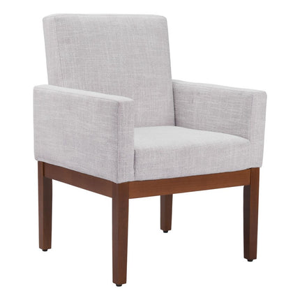 Ivory and Brown Upholstery Dining Arm Chair