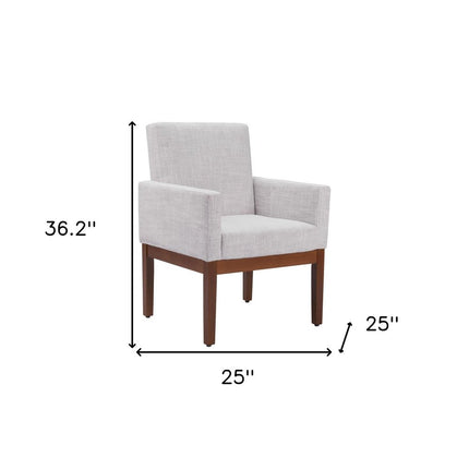Ivory and Brown Upholstery Dining Arm Chair