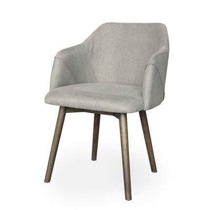 Gray And Brown Upholstered Fabric Dining Arm Chair