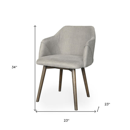 Gray And Brown Upholstered Fabric Dining Arm Chair