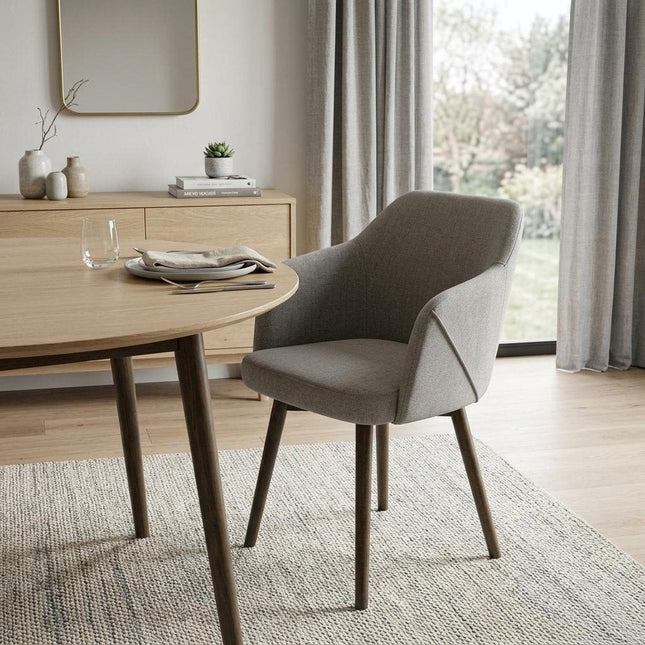 Gray And Brown Upholstered Fabric Dining Arm Chair HomeRoots