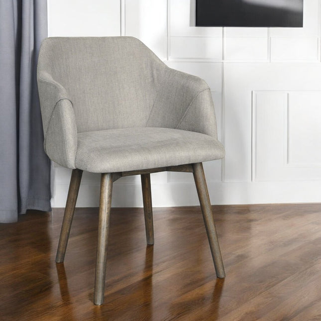 Gray And Brown Upholstered Fabric Dining Arm Chair HomeRoots