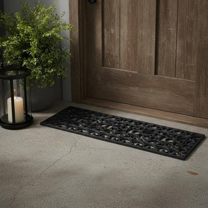 9" X 30" Black Rubber Outdoor Door Mat HomeRoots
