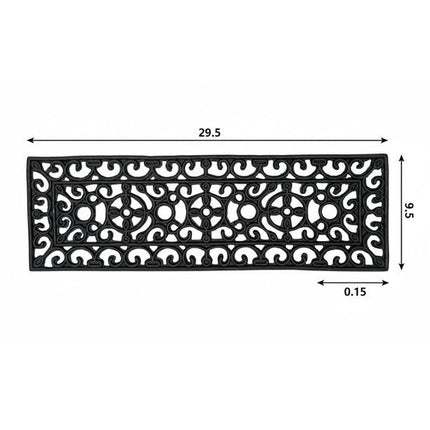 9" X 30" Black Rubber Outdoor Door Mat HomeRoots