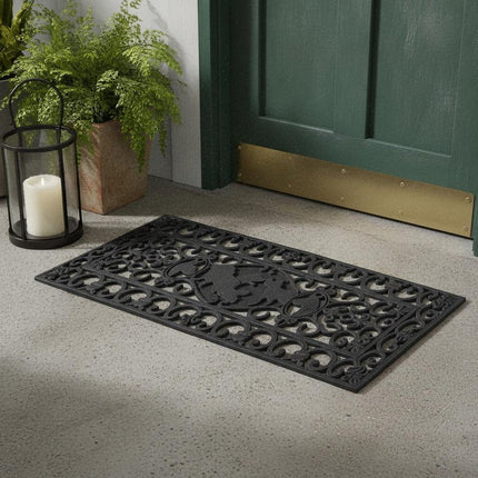 9" X 30" Black Rubber Dog Outdoor Door Mat HomeRoots