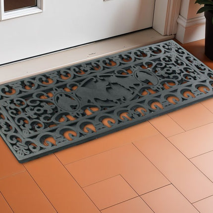 9" X 30" Black Rubber Dog Outdoor Door Mat HomeRoots