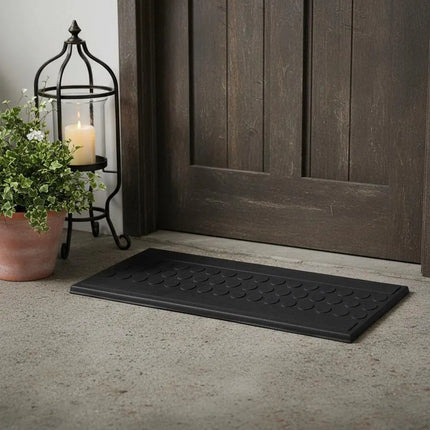 9" X 30" Black Rubber Outdoor Door Mat HomeRoots