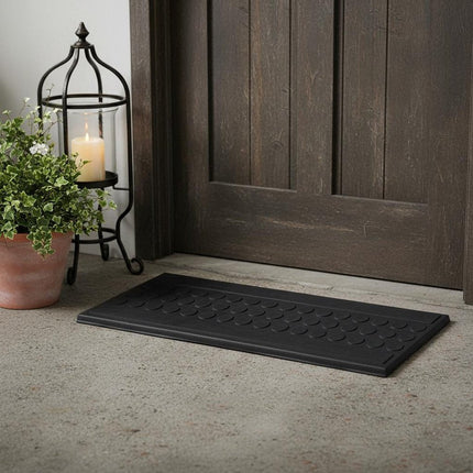 9" X 30" Black Rubber Outdoor Door Mat HomeRoots