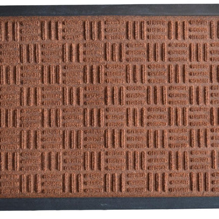 24" X 36" Brown Synthetic Fiber Abstract Outdoor Door Mat