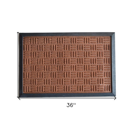 24" X 36" Brown Synthetic Fiber Abstract Outdoor Door Mat