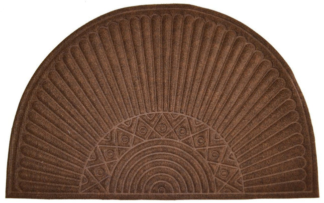24" X 36" Brown Synthetic Fiber Abstract Outdoor Semi Circle Door Mat HomeRoots