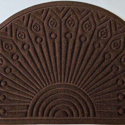 24" X 36" Brown Synthetic Fiber Abstract Outdoor Semi Circle Door Mat HomeRoots