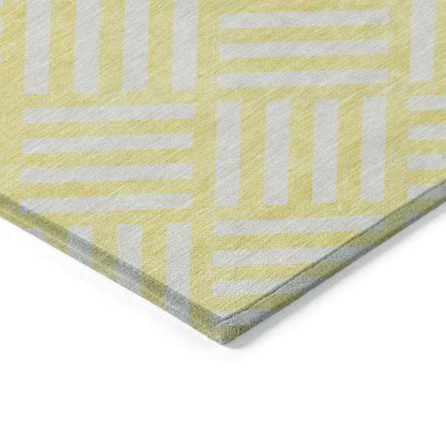 9' X 12' Yellow And Ivory Geometric Washable Indoor Outdoor Area Rug HomeRoots