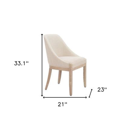 Beige and Natural Upholstery Dining Side Chair