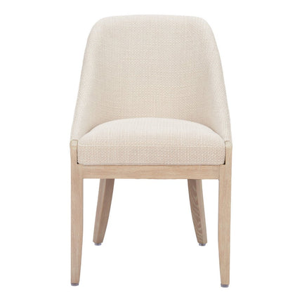 Beige and Natural Upholstery Dining Side Chair