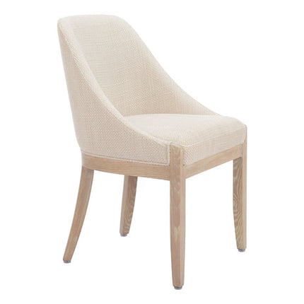 Beige and Natural Upholstery Dining Side Chair